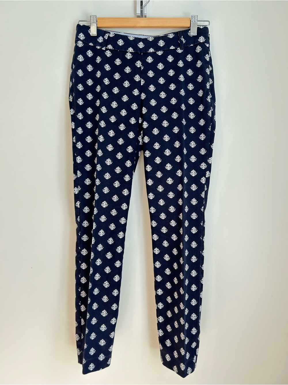 Hatley Navy Pants with White Floral Print, Size 2